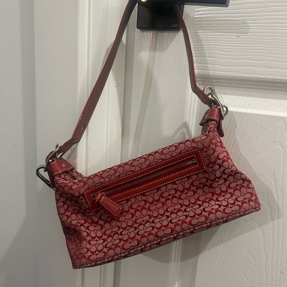 Coach Handbags - Coach Red Signature Pattern Shoulder Bag with Silver Chain